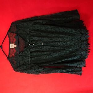 *CLEARANCE* Knox Rose Sheer Lace Long Sleeve Blouse Top Size M